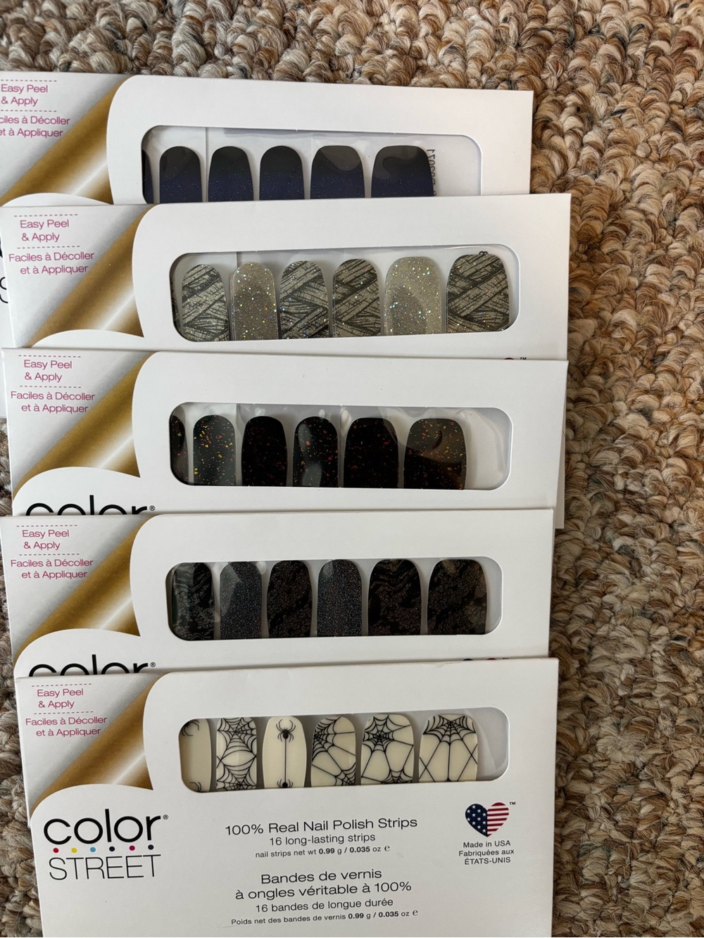 5 Color Street sets- Spider Web and Glitter Nail Polish Strips- Halloween